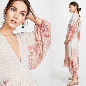 MISA LOS ANGELES Emala Maxi Dress Women's XS Pink Paisley Boho Chic Romantic